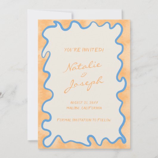 Save The Date Mariage photo retro peint à la main (Dos)