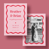 Save The Date Mariage photo Retro Pink and Red Squiggle
