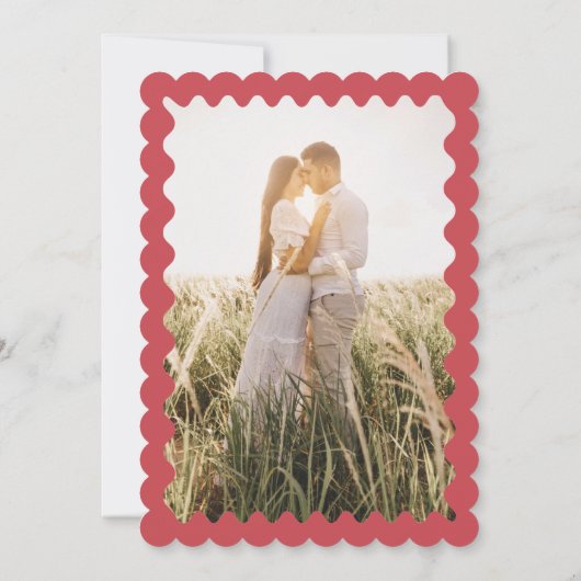 Save The Date Mariage photo rétro rose et rouge (Dos)
