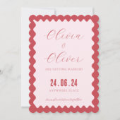 Save The Date Mariage photo rétro rose et rouge (Devant)