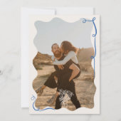 Save The Date Mariage photo retro tendance bleu français illustr (Dos)