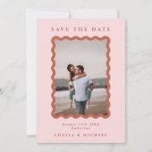 Save The Date Mariage photo Retro Wavy Frame (Devant)