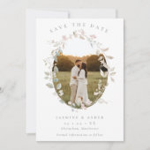 Save The Date Mariage photo Romantic Blush Floral Wreath (Devant)