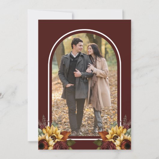 Save The Date Mariage photo Rose de Bourgogne (Dos)