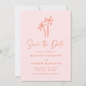 Save The Date Mariage photo rose de palmiers à main moderne (Devant)