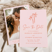 Save The Date Mariage photo rose de palmiers à main moderne