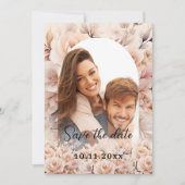 Save The Date Mariage photo rose de pêche à la crème (Devant)