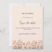 Save The Date Mariage photo rose de pêche à la crème (Dos)