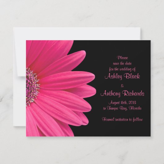 Save The Date Mariage photo rose Gerbera Enregistrer la date (Dos)