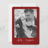 Save The Date Mariage photo rouge rubis floral minimal (Devant)