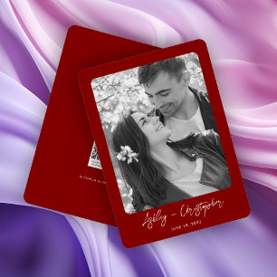 Save The Date Mariage photo rouge rubis floral minimal