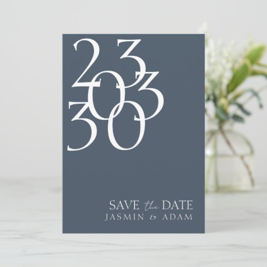 Save The Date Mariage photo Royal Bleu Chic (Debout devant)