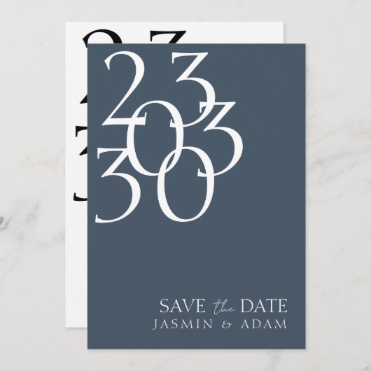 Save The Date Mariage photo Royal Bleu Chic (Devant / Derrière)