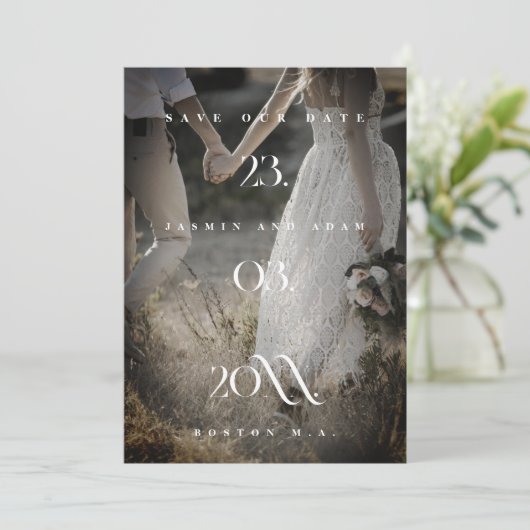 Save The Date Mariage photo Royal Blue Opulence Minimal (Debout devant)