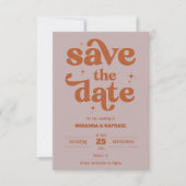 Save The Date Mariage Photo Rust et Pêche Gras Rétro (Devant)