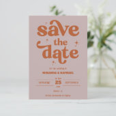 Save The Date Mariage Photo Rust et Pêche Gras Rétro (Debout devant)