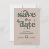 Save The Date Mariage Photo Rust & Vert Retro Gras (Devant)