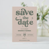Save The Date Mariage Photo Rust & Vert Retro Gras (Debout devant)