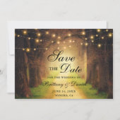 Save The Date Mariage photo Rustic Forest Path String (Devant)