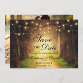 Save The Date Mariage photo Rustic Forest Path String (Devant / Derrière)