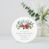 Save The Date Mariage photo Rustic Red et Blue Floral (Debout devant)