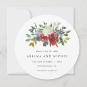 Save The Date Mariage photo Rustic Red et Blue Floral (Devant)