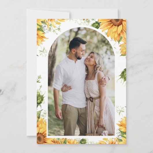 Save The Date Mariage photo Rustic Sunflowers Mason Jar (Dos)