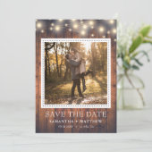 Save The Date Mariage photo Rustic Wood String (Debout devant)