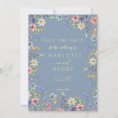 Save The Date Mariage photo Rustique simple Dusty Blue (Devant)