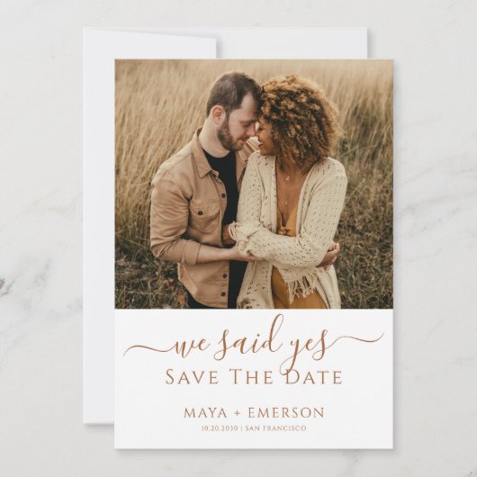 Save The Date Mariage Photo Rustique Terreux (Devant)
