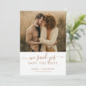 Save The Date Mariage Photo Rustique Terreux (Debout devant)