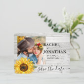 Save The Date Mariage photo Rustique Tournesol blanc (Debout devant)