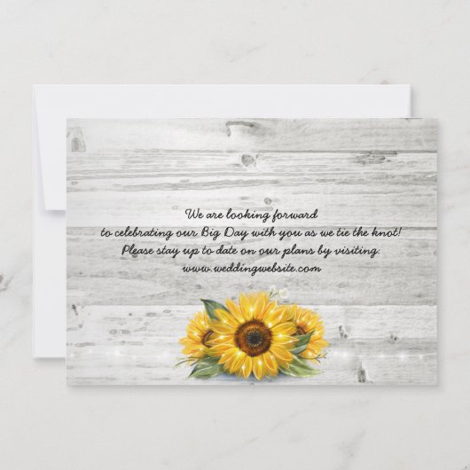 Save The Date Mariage photo Rustique Tournesol blanc (Dos)