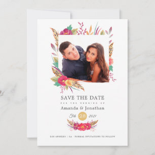 Save The Date Mariage photo Safari Floral