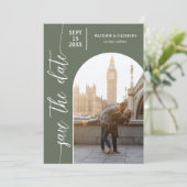 Save The Date Mariage photo Sage Green QR Code (Debout devant)
