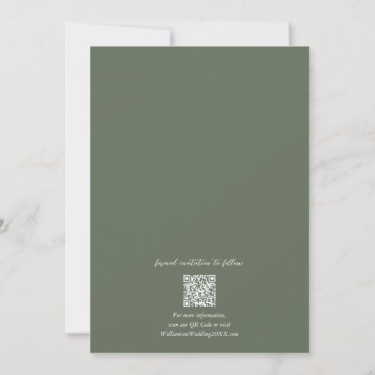 Save The Date Mariage photo Sage Green QR Code (Dos)