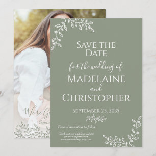Save The Date Mariage photo Sage Green White Botanical Boho
