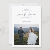 Save The Date Mariage photo simple Dusty Blue Script (Devant)