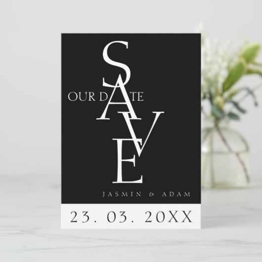 Save The Date Mariage photo simple en noir blanc minimal (Debout devant)