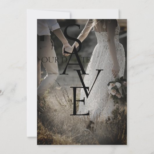 Save The Date Mariage photo simple en noir blanc minimal (Dos)