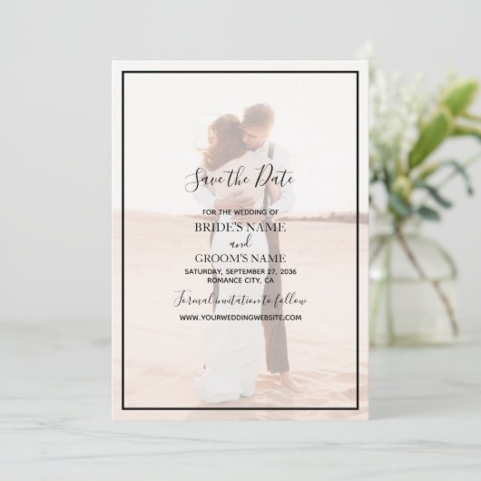 Save The Date Mariage photo simple et élégant (Debout devant)