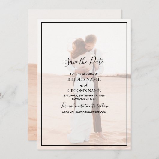 Save The Date Mariage photo simple et élégant (Devant / Derrière)