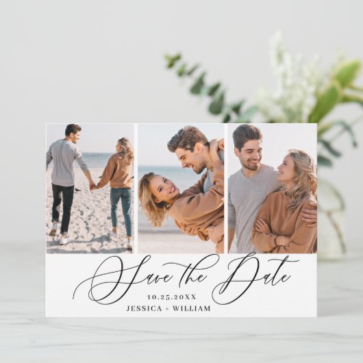 Save The Date Mariage photo simple et élégant 3 PHOTO simple mod (Debout devant)