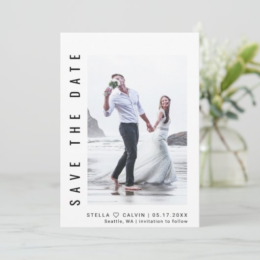 Save The Date Mariage photo simple et moderne (Debout devant)