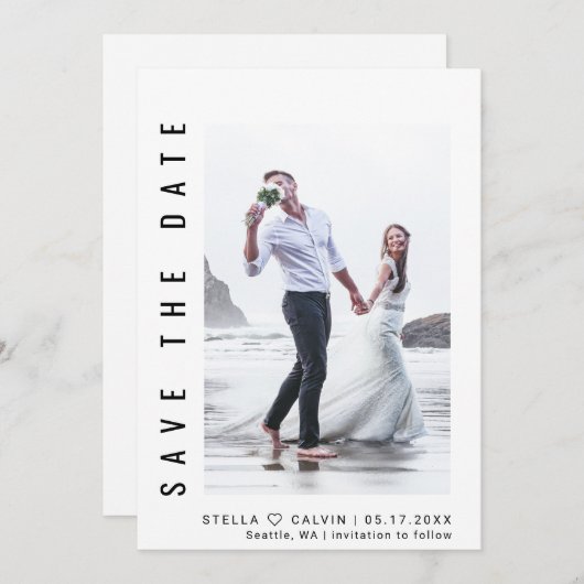 Save The Date Mariage photo simple et moderne (Devant / Derrière)
