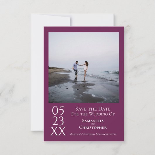 Save The Date Mariage photo simple Magenta Moderne Minimal (Devant)