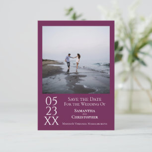 Save The Date Mariage photo simple Magenta Moderne Minimal