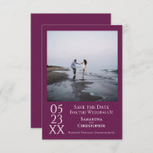 Save The Date Mariage photo simple Magenta Moderne Minimal (Devant / Derrière)
