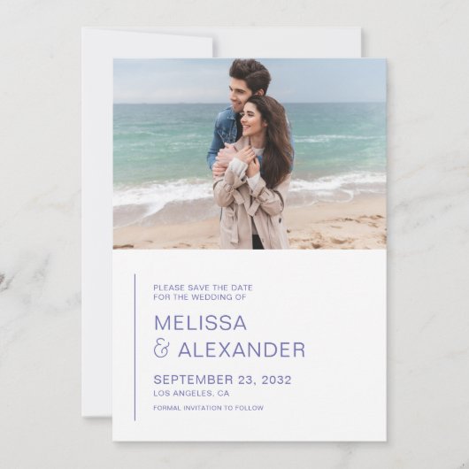 Save The Date Mariage photo simple minimal (Devant)
