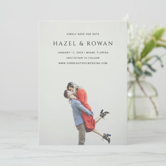 Save The Date Mariage Photo Simple Moderne (Debout devant)